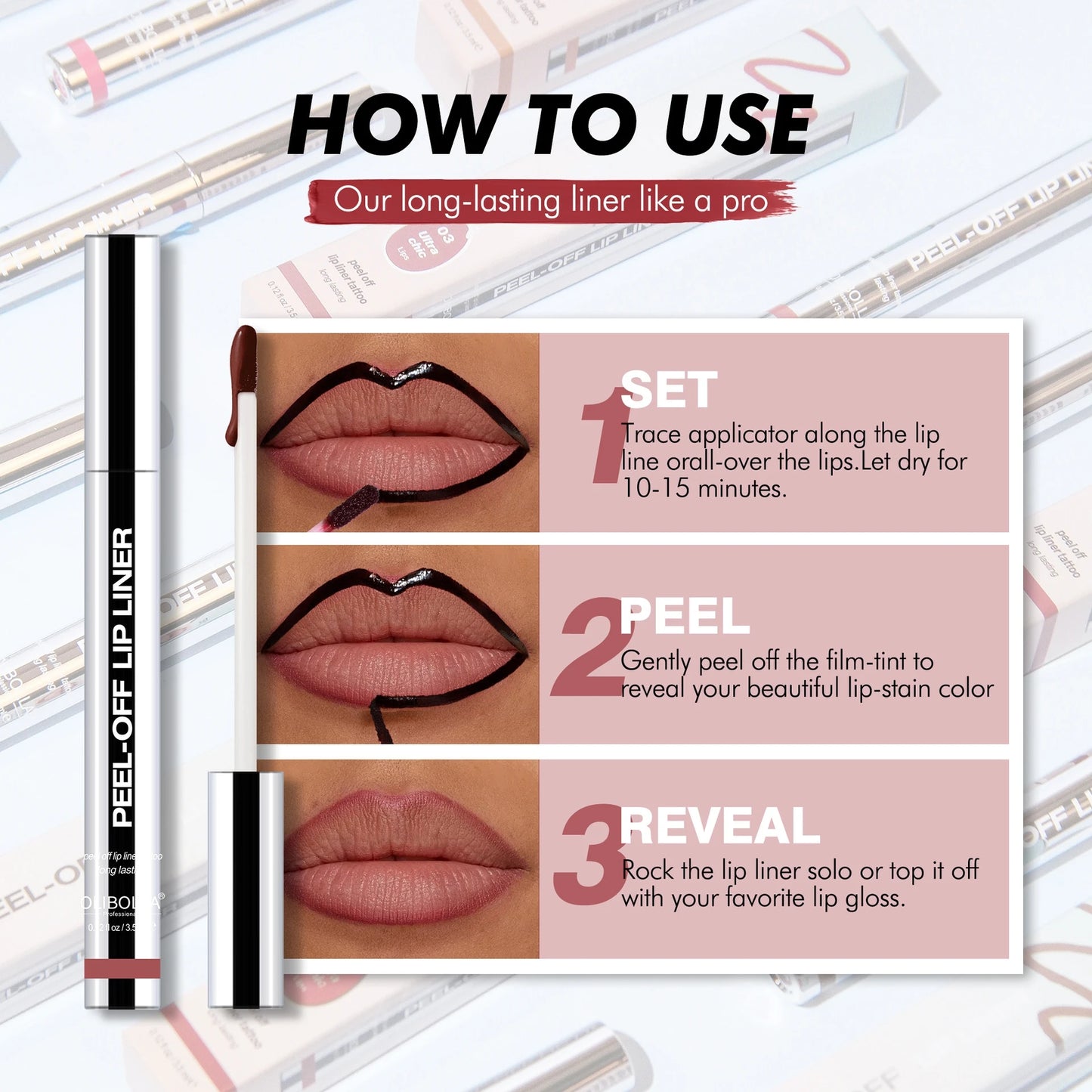 Peel Off Lip Liner Tattoo Lipgloss Waterproof Long Lasting Matte Lip Tint Lips Stain Cosmetics Enhances Lip Color Women Girl Nourishing Lipstick Care Products Makeup