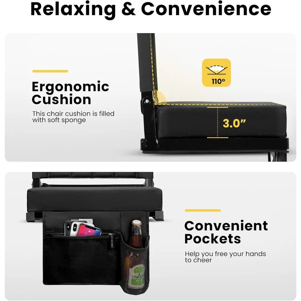 Portable Stadium Seat With Back Support And Cup Holder