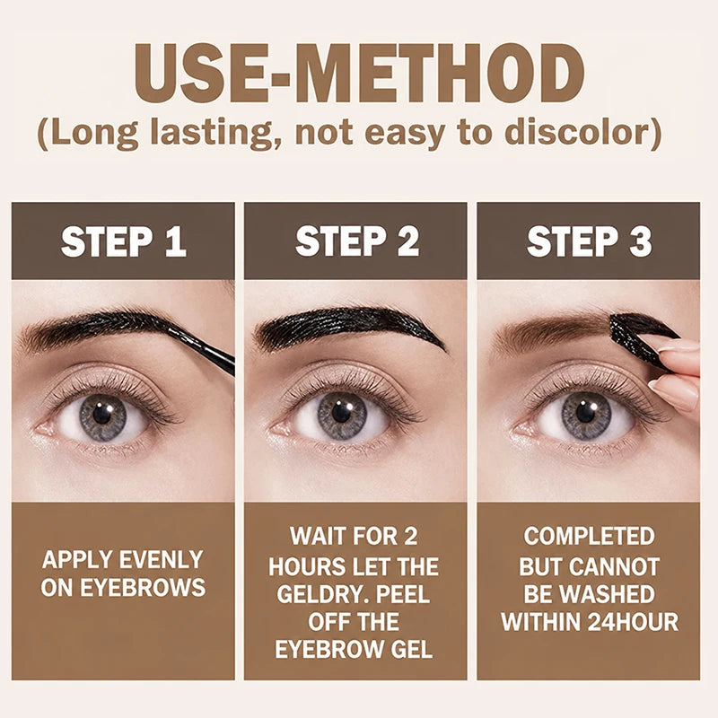 Waterproof Peel Off Eyebrow Tint Gel 10g Long Lasting Brow Makeup Natural Look Smudge Proof Easy Peel Brow Gel 4 Colors for Daily Party Festival Gift