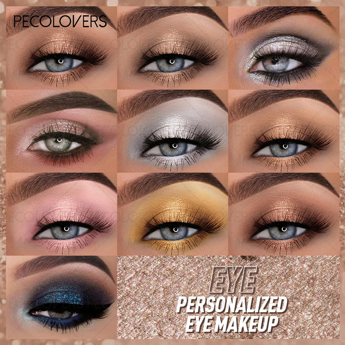 10PCS/SET Glitter Highlight Eyeshadow Palette Mashed Potatoes Texture Lasting Shimmer Illuminator Brighten Highlighter Eye Cosmetic