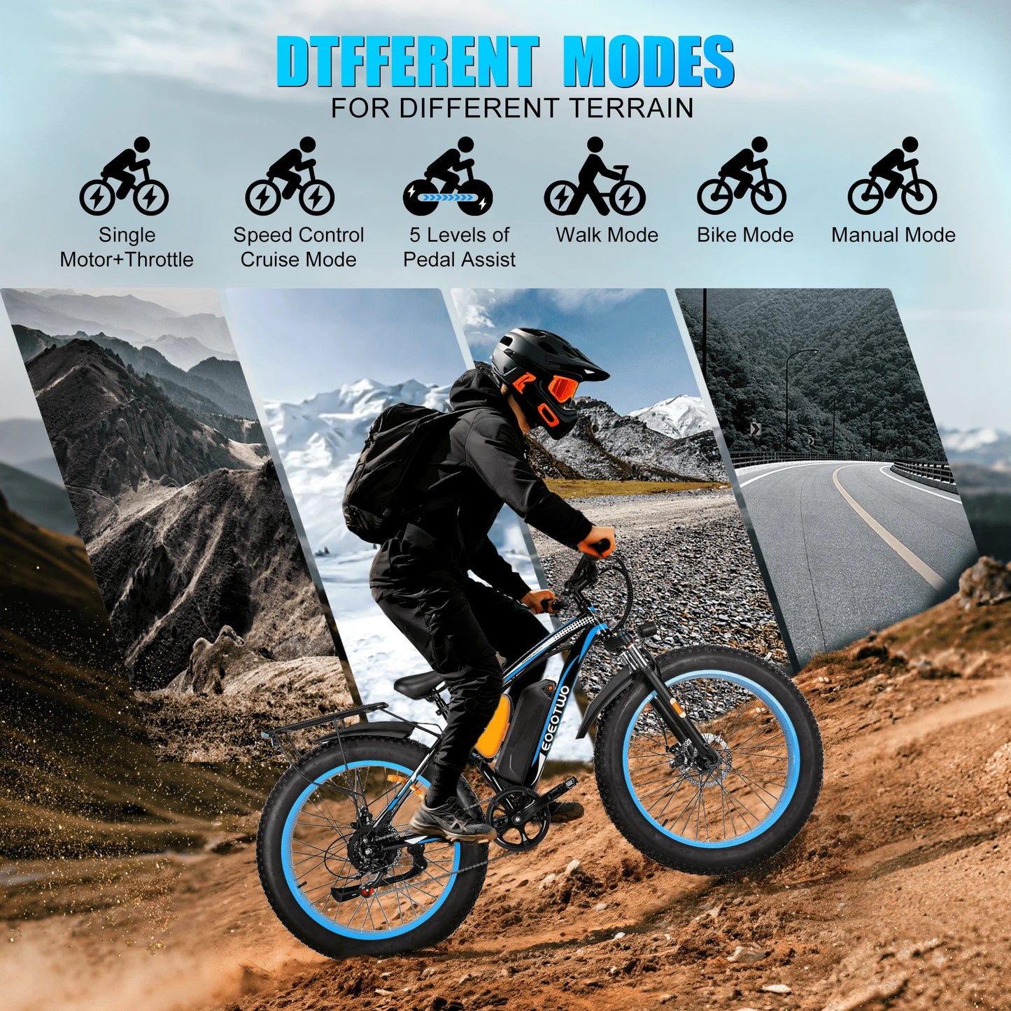 EOEOTWO Electric Fat Tire Bike 1500W Peak 960Wh Battery 30MPH