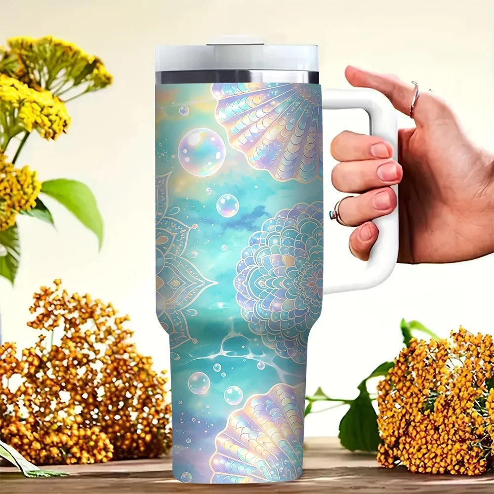 Insulated Stainless Steel Tumbler With Handle For Hot Cold Drinks