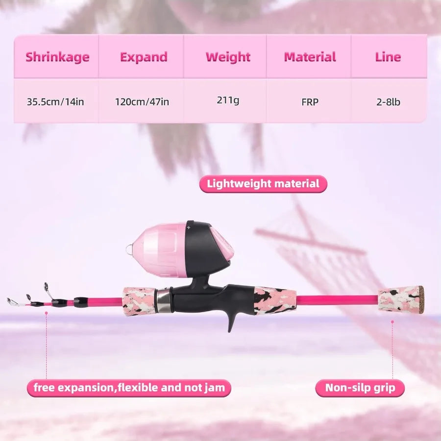 Hignconcerned Portable Telescopic Fishing Rod And Reel Kit