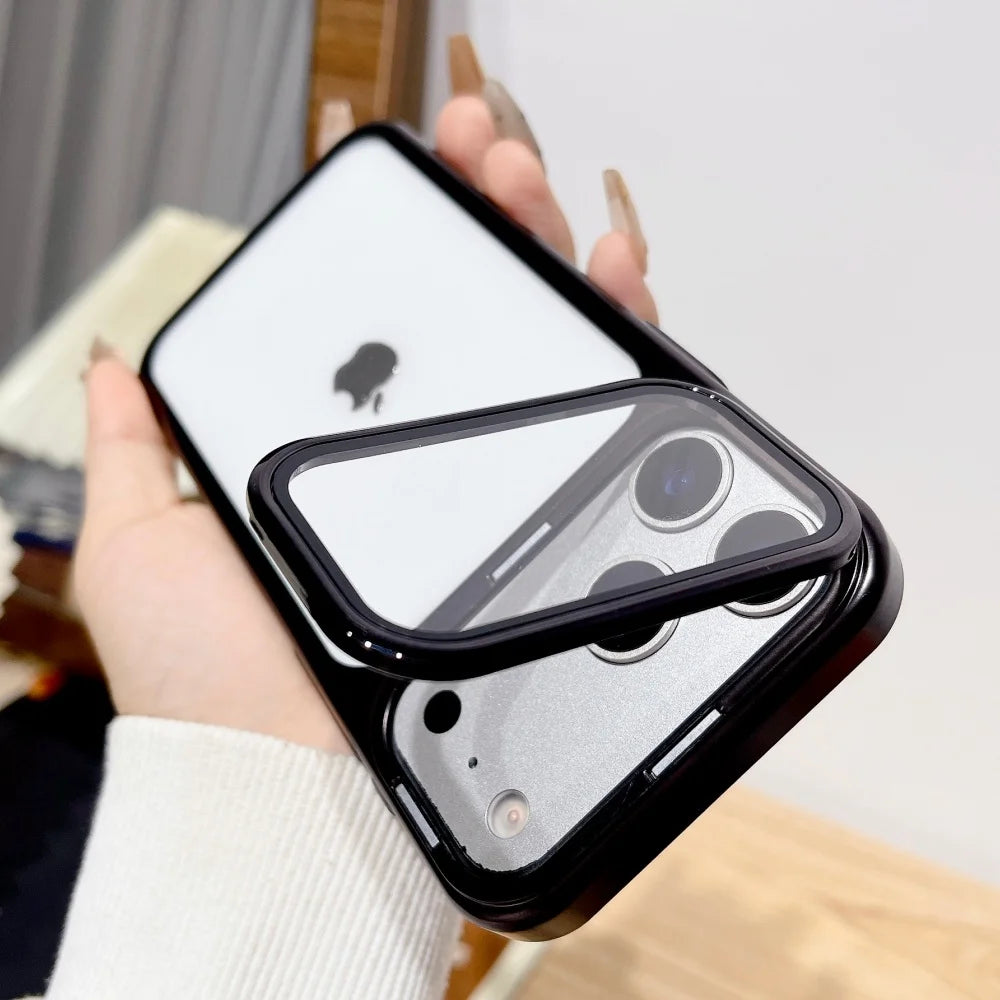 DANAISUFEI Fold Glass Camera Stand Case For iPhone 17 Series