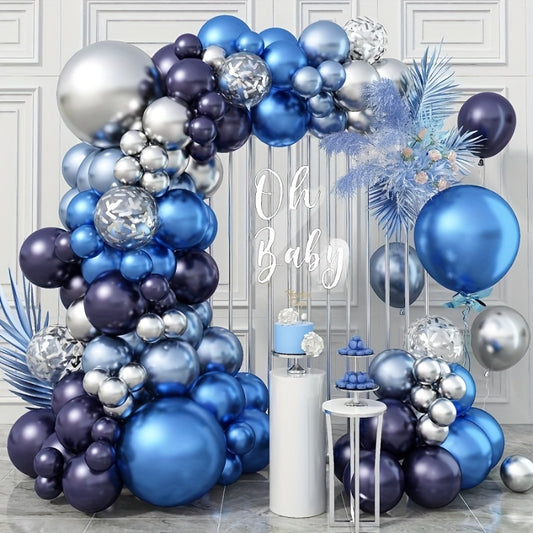 94 Piece Balloon Arch Kit In Navy Blue And Silvery With Confetti Balloons For Birthday Wedding Graduation Party Decor