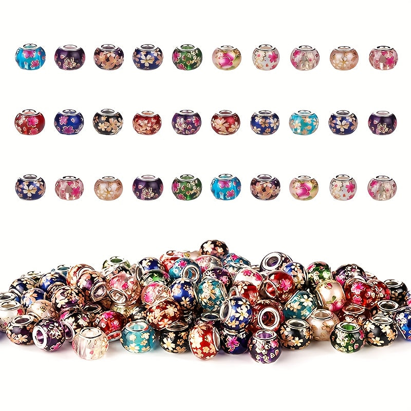 Glass Beaded Beads for Jewelry Making | 50pcs Patterned DIY Craft Beads | Casual Style | Suitable for Beginners