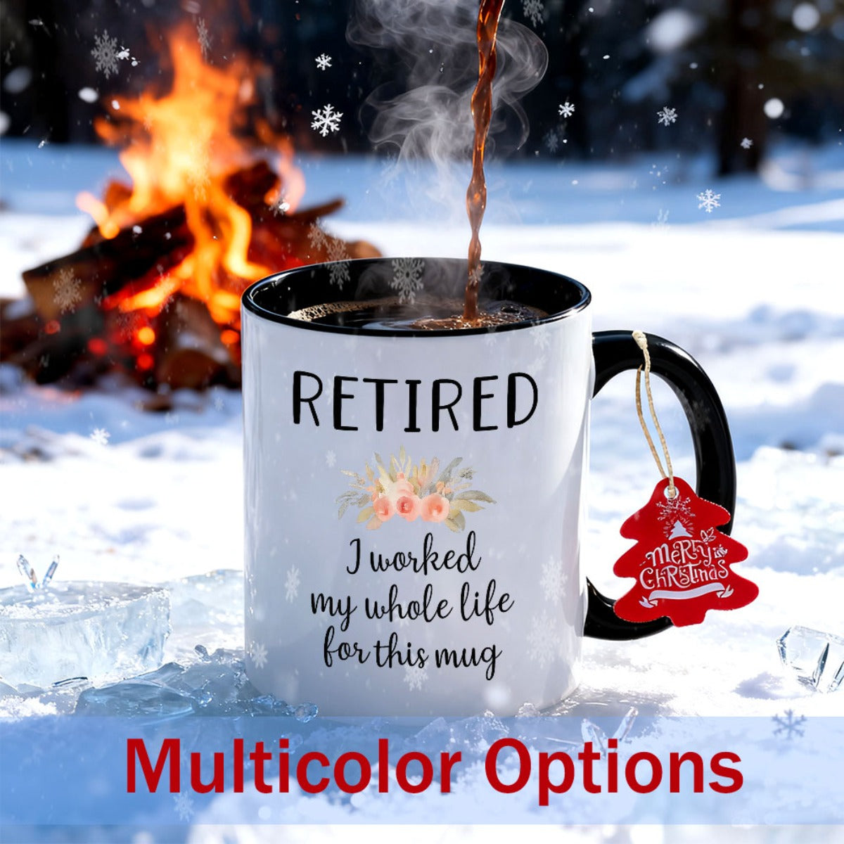 1pc 11oz Retired-Themed Mug with Retired Label & Coffee Bean Design - Dishwasher Coffee Cup for Retirees, Gift for Retiring Coworkers, Men & Women, Durable Retirement Party Accessories (Black/White)