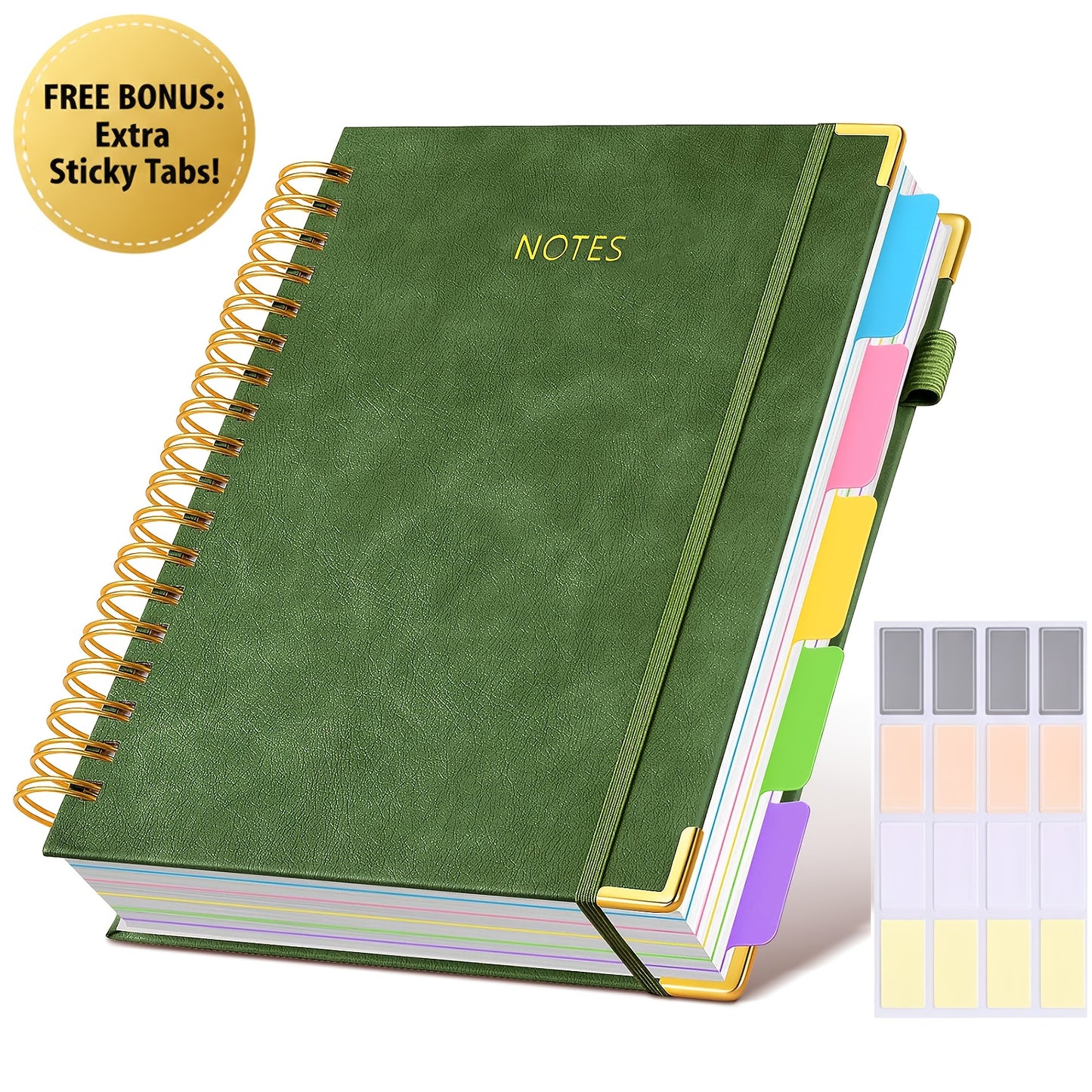 Hardcover Spiral Notebook With Removable Dividers And Tabs 300 Pages