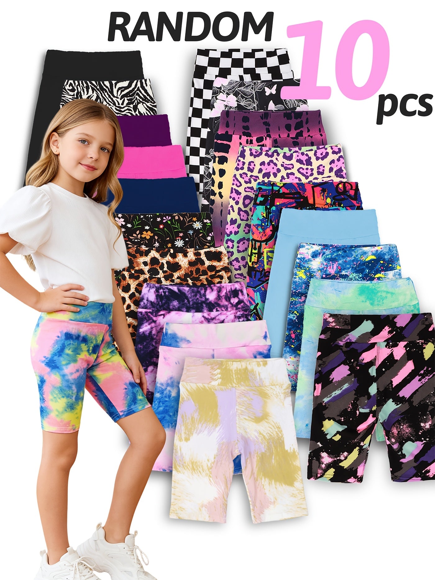Girls Print Summer Knee High Shorts Regular Fit Soft Stretch