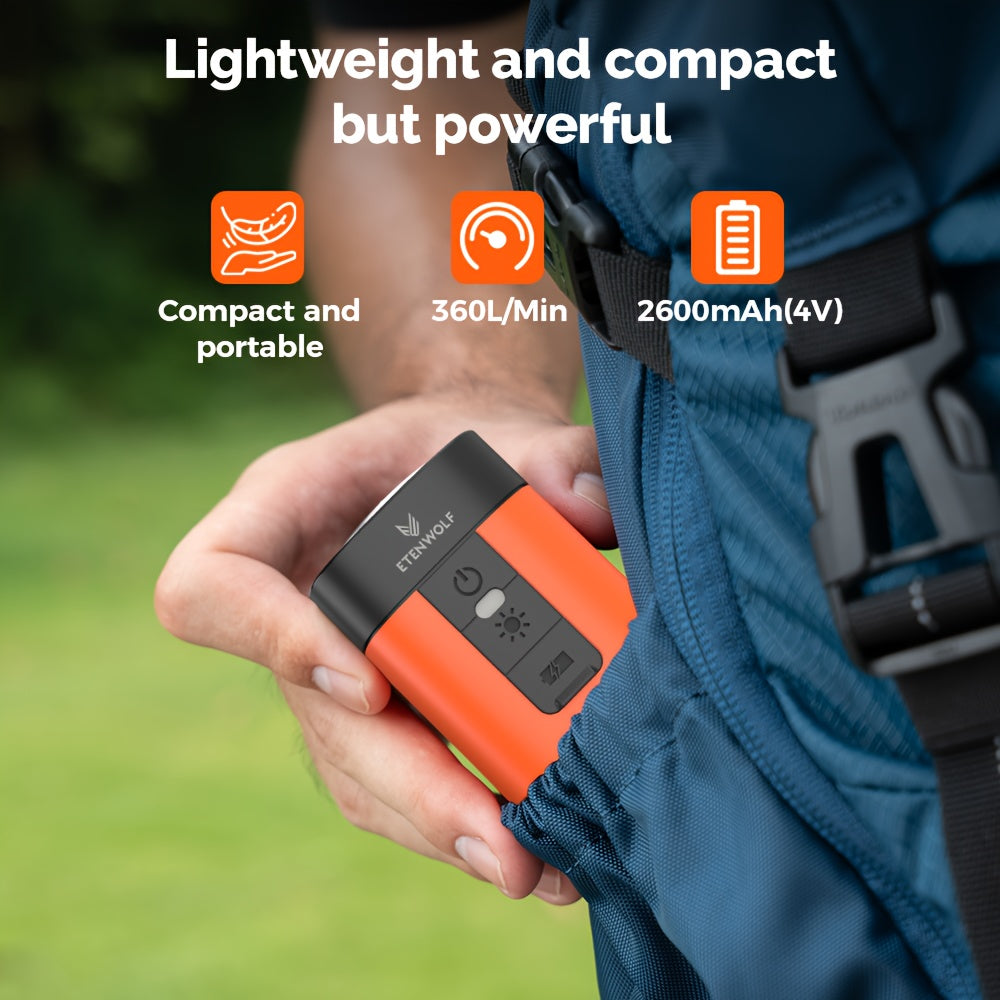 ETENWOLF Portable Air Pump 2600mAh Battery & Camping Light Mini Air Pump for Air Mattress, Pool Floats, Vacuum Storage Bags USB Charging, Compact Keychain Design for Travel, Camping & Outdoor Gear, Camping Must Haves, Camping