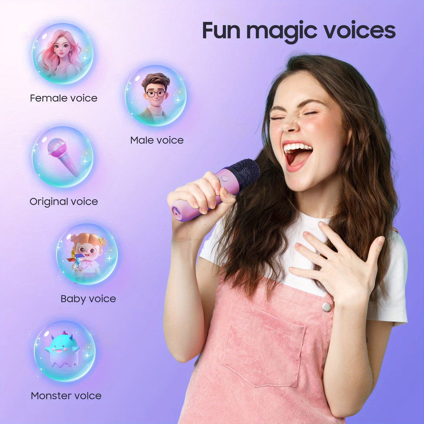 3pcs Portable Mini Karaoke Machine with 2 Wireless Microphones, Wireless Speaker for Teenagers Adults Birthday Gift Ideas, Ambient Light Speaker with Night Light, Suitable for Bedroom Wireless Speaker Speaker, Singing Karaoke