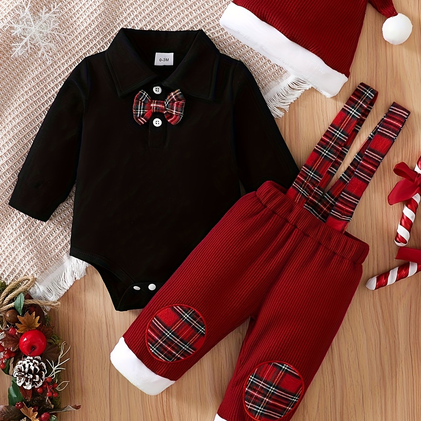 Maomao Baby Boys Bow Tie Set Hat 3pc Outdoor Wear