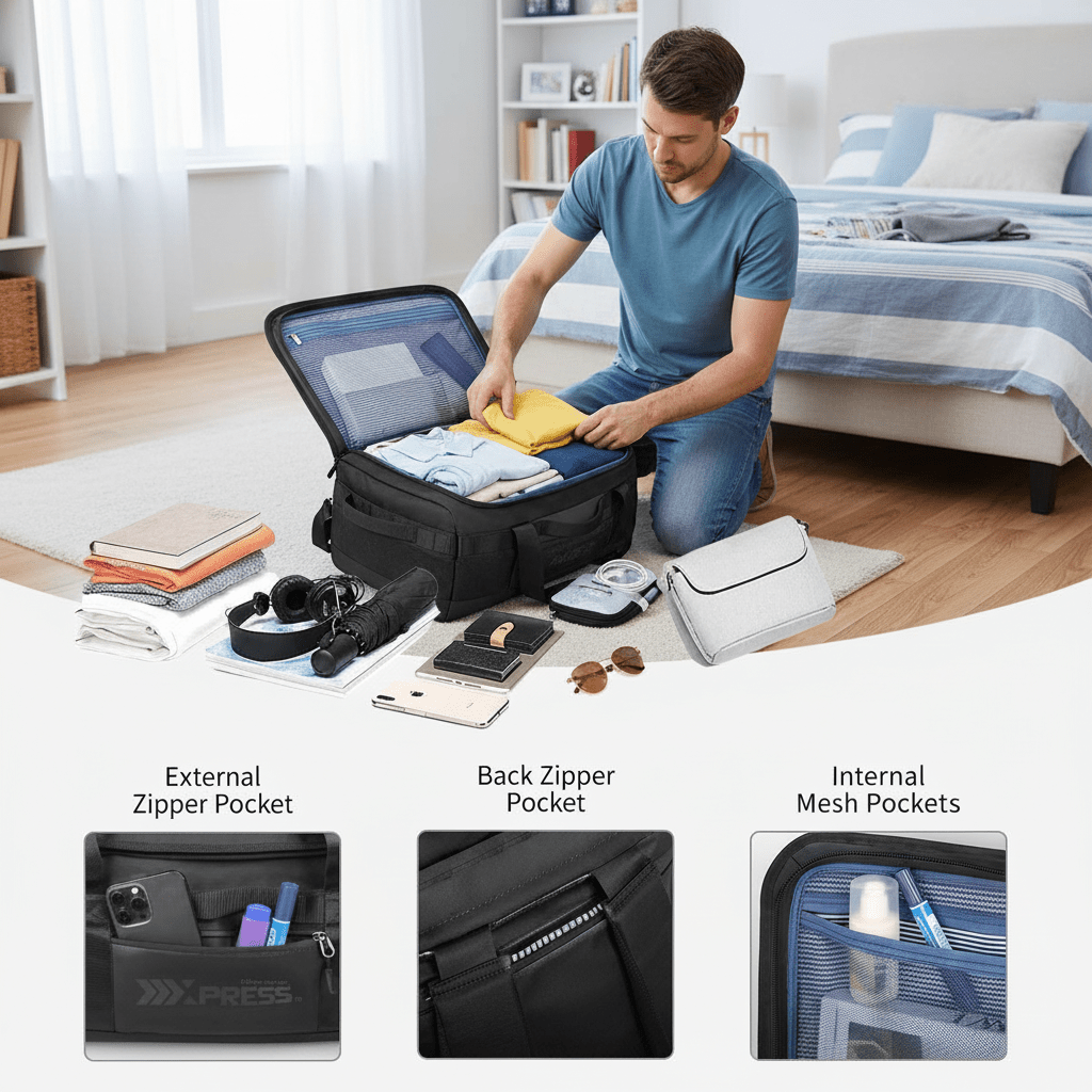 40L Travel Backpack 3-in-1 Convertible Duffle Bag with Shoulder Strap, Heavy-Duty Durable Polyeste Waterproof Bag for Men & Women, Business, Weekend, Camping, Overnight Backpack