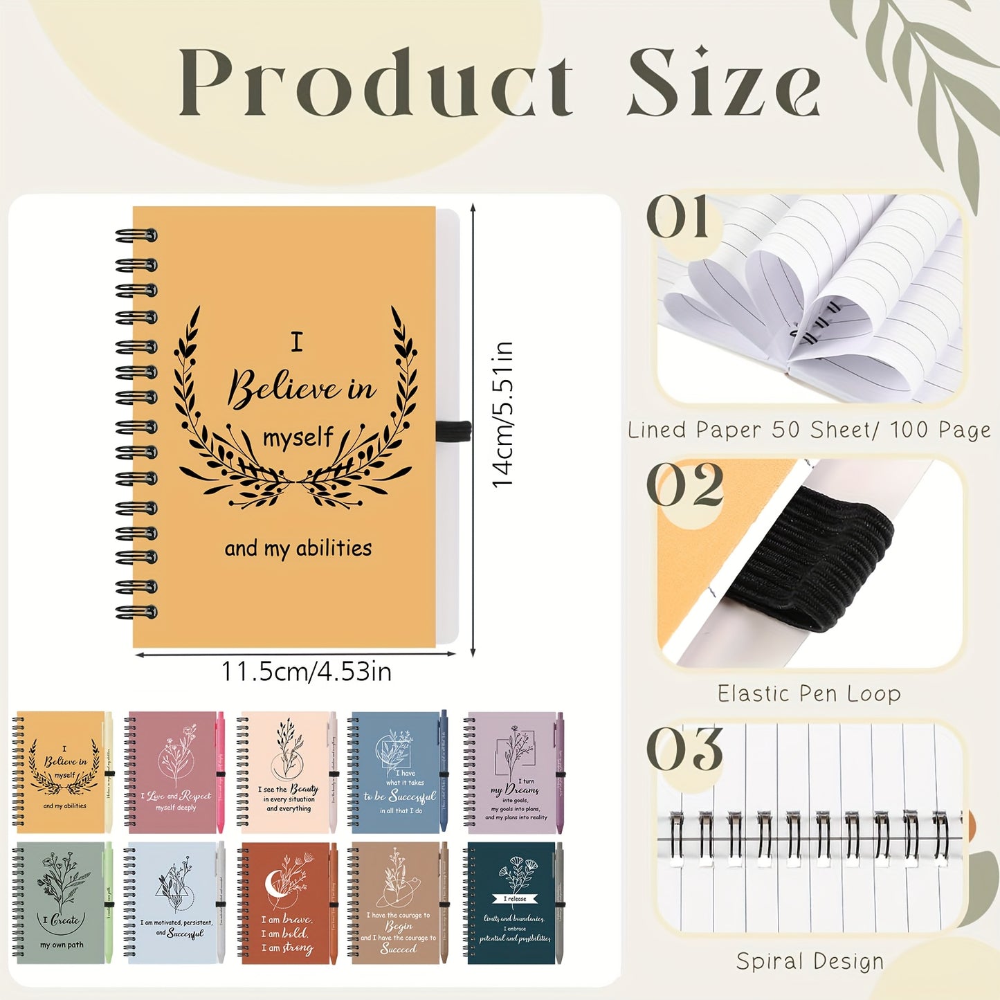 40 Sets/ 80pcs Inspirational Spiral Notebooks Thank You Bamboo Ballpoint Pens Bulk Motivational Journals Employee Appreciation Gifts Encouragement Gifts For Teacher Coworker Nurse