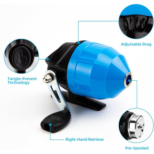 Fishing Rod and Reel Combo with Soft Bait Set, Collapsible Telescopic Pole, Pre- Line & Push Button Reel - Complete Fishing Kit for & Ages 6-10, Lightweight Portable Fishing Gear with Carry Case, Hooks, Swivels &