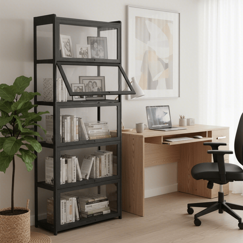 MAGSHION Display Cabinet With Acrylic Doors Five Tier Curio Cabinet
