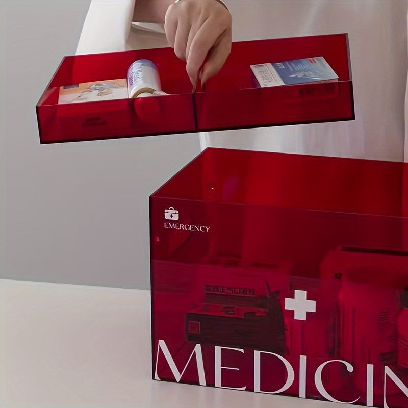 Acrylic Medicine Box Dustproof Double Layer For Home First Aid Kit Large Capacity Storage Box