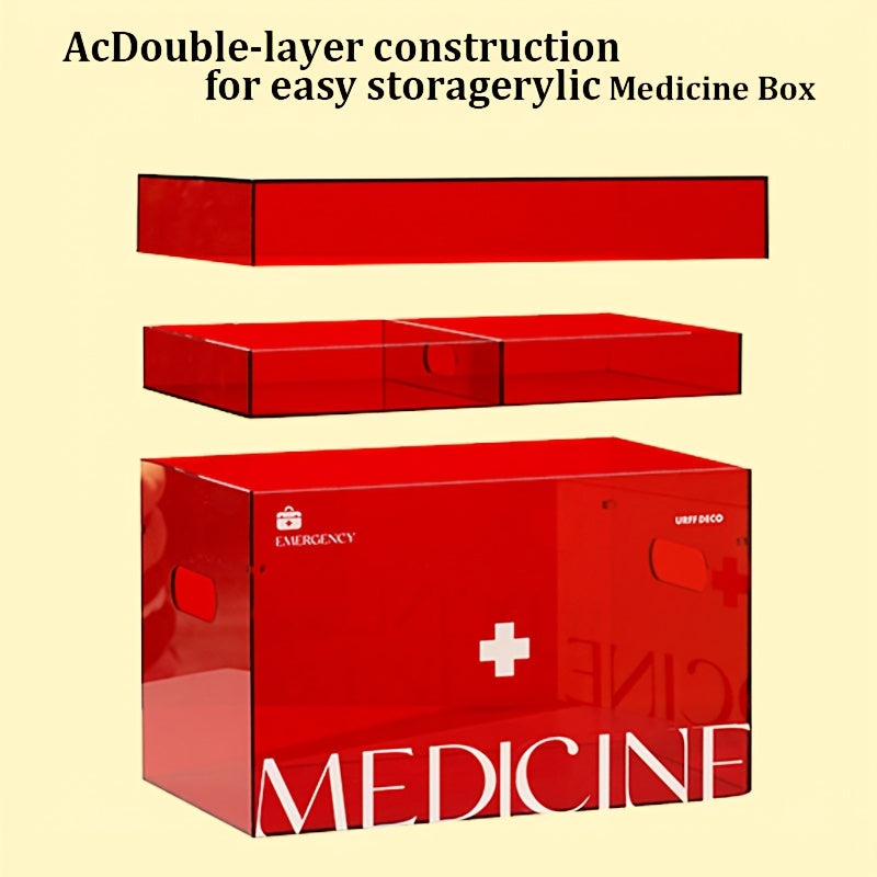Acrylic Medicine Box Dustproof Double Layer For Home First Aid Kit Large Capacity Storage Box