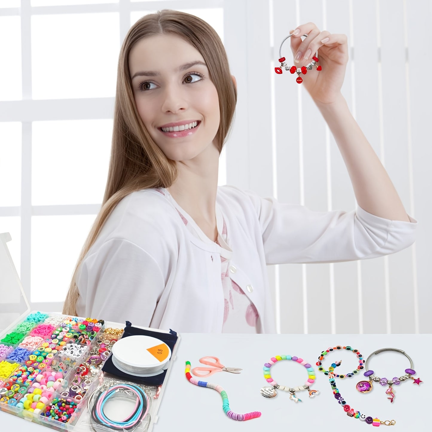 3300pcs Bracelet Making Kit with Unicorn & Mermaid Beads - 3300 Beads for Charm Jewelry Crafting, Pre-Collected for DIY Friendship Bracelets, Birthday Party Supplies, Christmas Gifts for & s (No Additional Beads Needed)