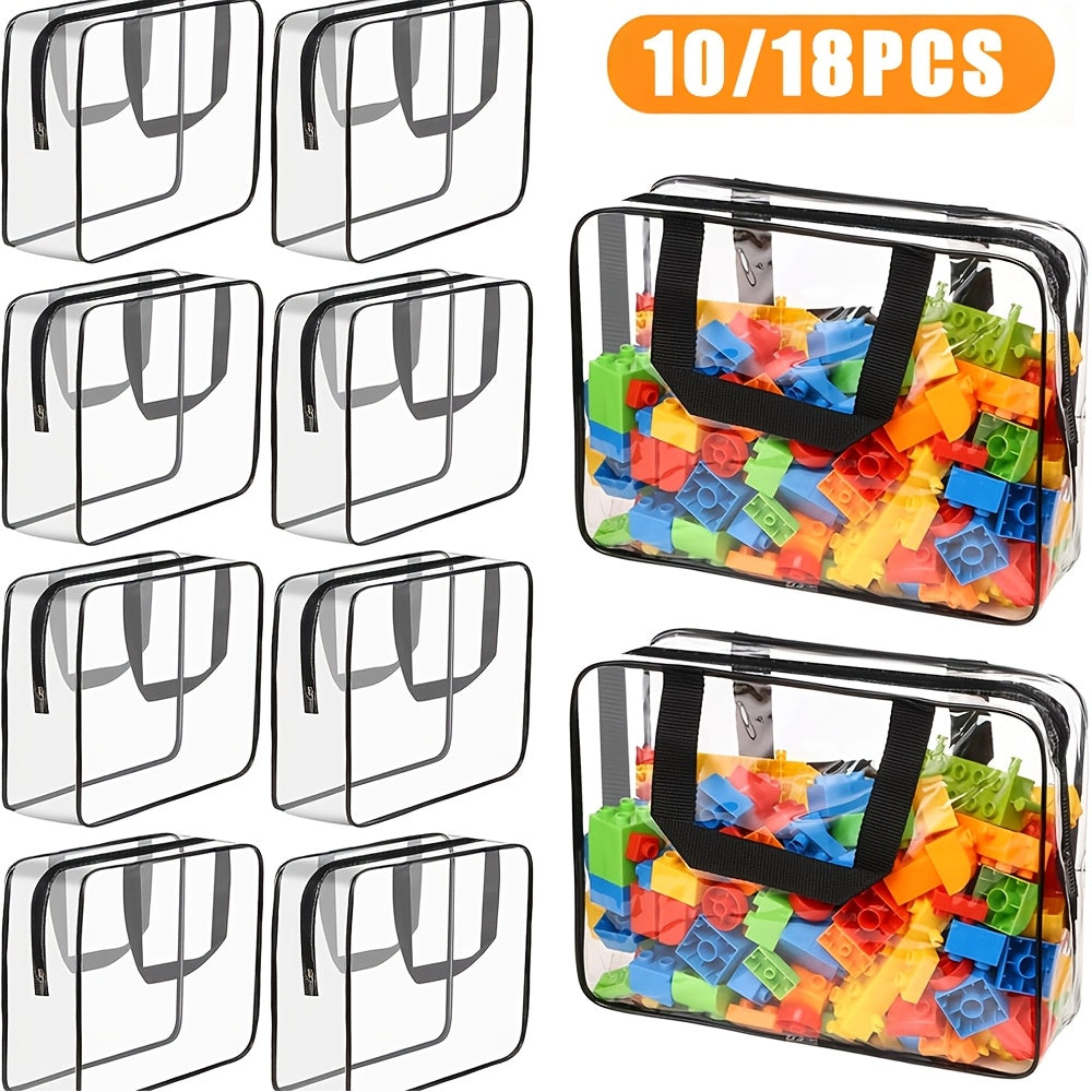Transparent PVC Zipper Toy Storage Bag Reusable Travel Tote
