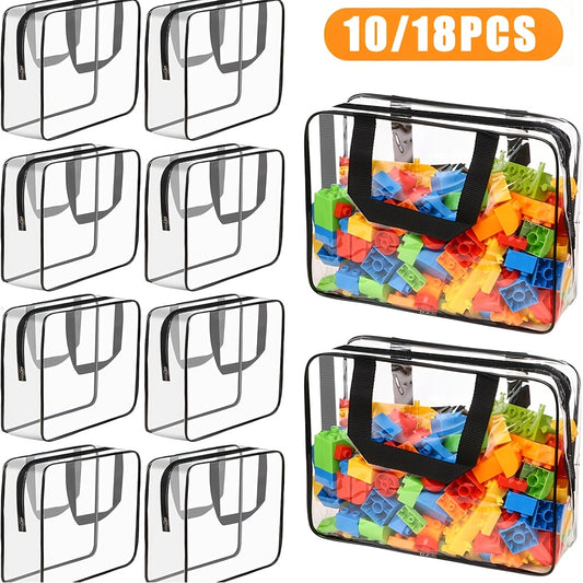 Transparent PVC Zipper Toy Storage Bag Reusable Travel Tote