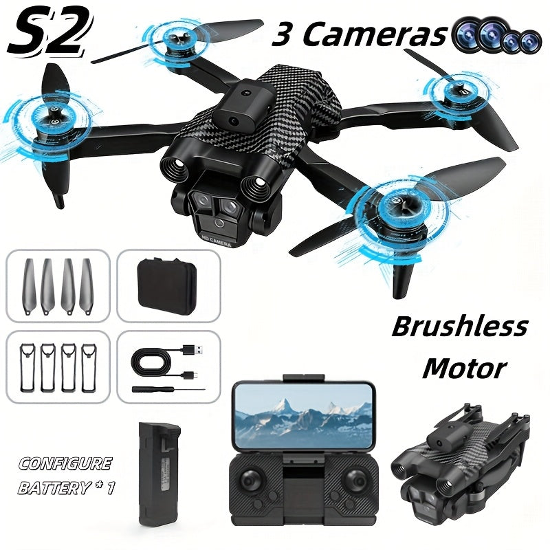 Three-camera Drone, Foldable Remote-controlled Drone, Remote-controlled Toy, Easy to Operate, Suitable for Beginners, Gift for Men, Indoor and Outdoor Drone for Christmas And Halloween, Drone with Screen Remote Control, Indoo