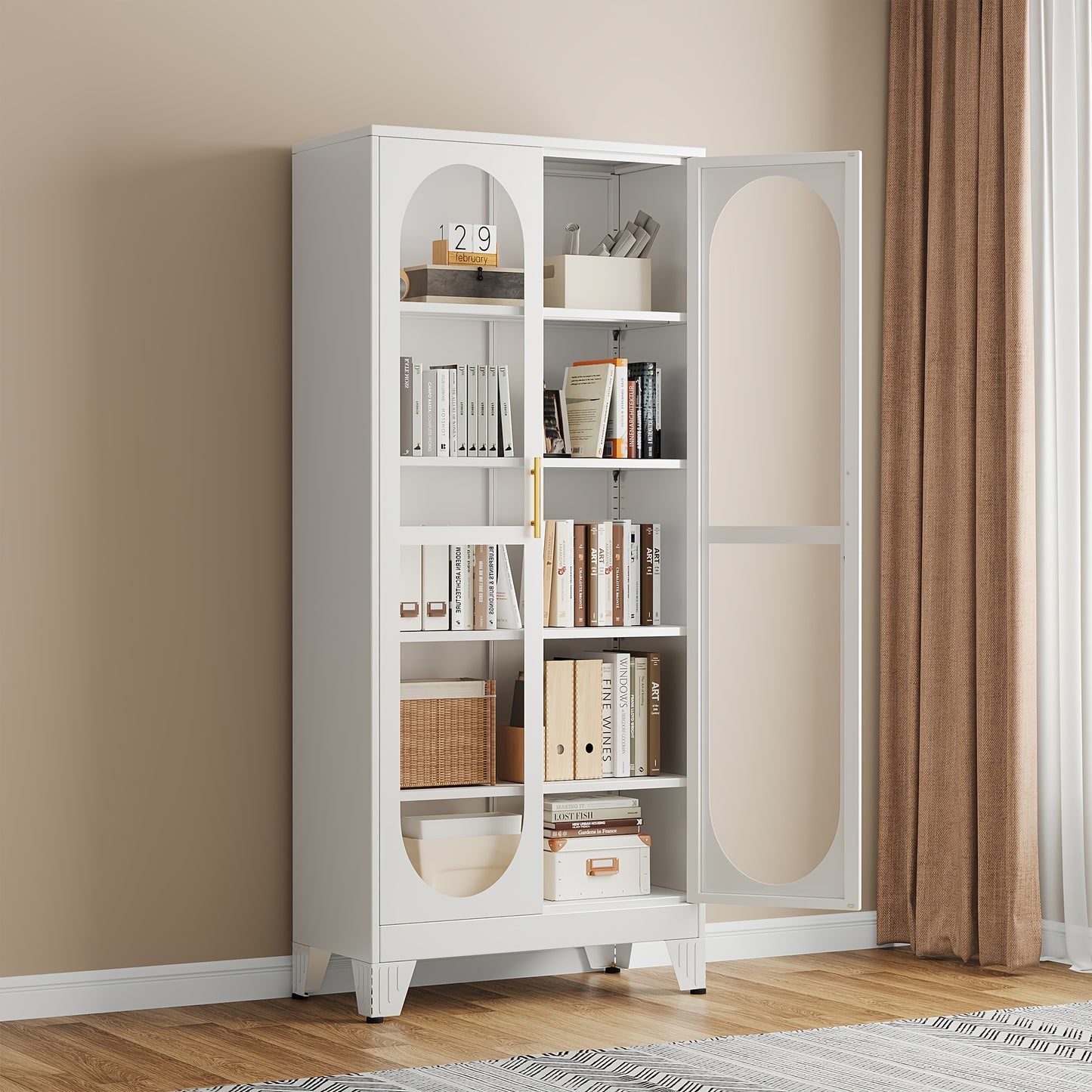 Metal Glass Display Cabinet With Adjustable Shelves For Exhibits