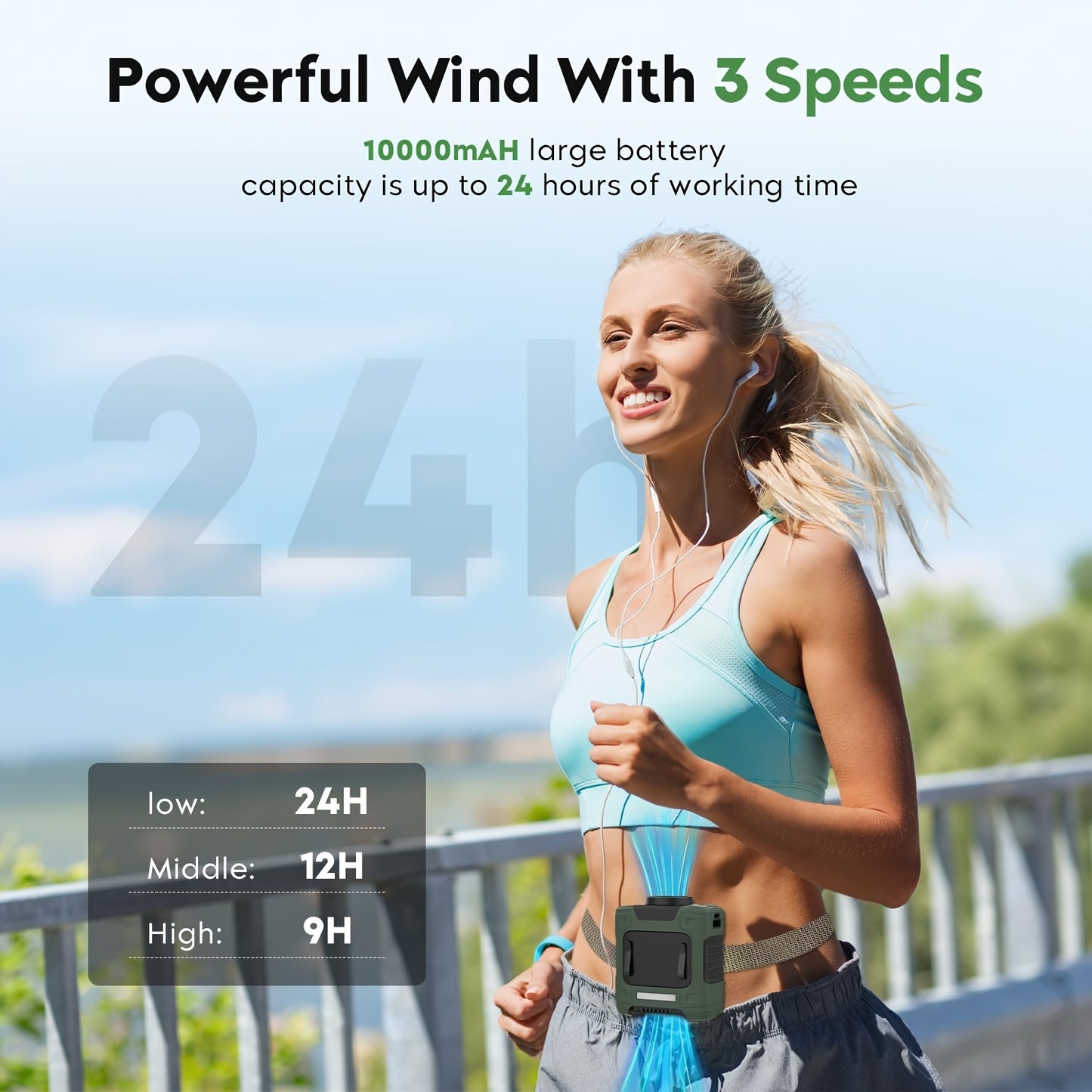 Multifunctional Waist Hanging Gadget With LED Light USB Charging Built In Cooling Fan For Outdoor Trips And Climbing