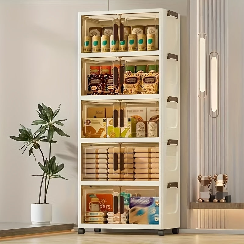 3-4-5 Layer Folding Storage Cabinet With Lid And Wheels