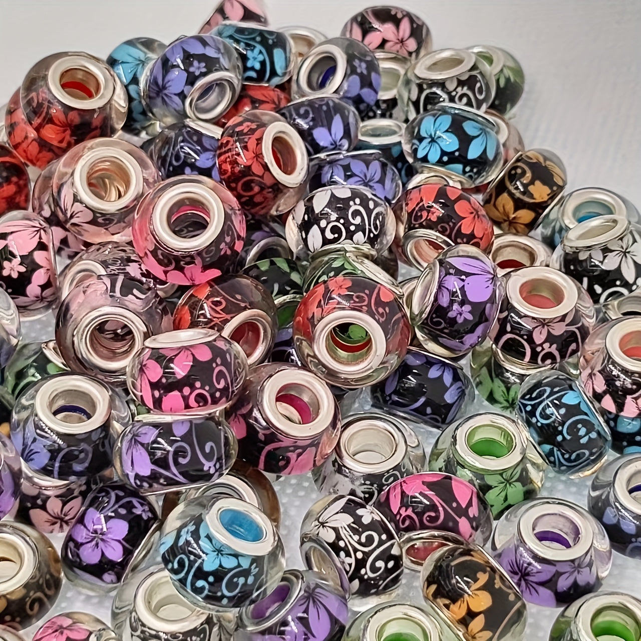 Glass Beaded Beads for Jewelry Making | 50pcs Patterned DIY Craft Beads | Casual Style | Suitable for Beginners