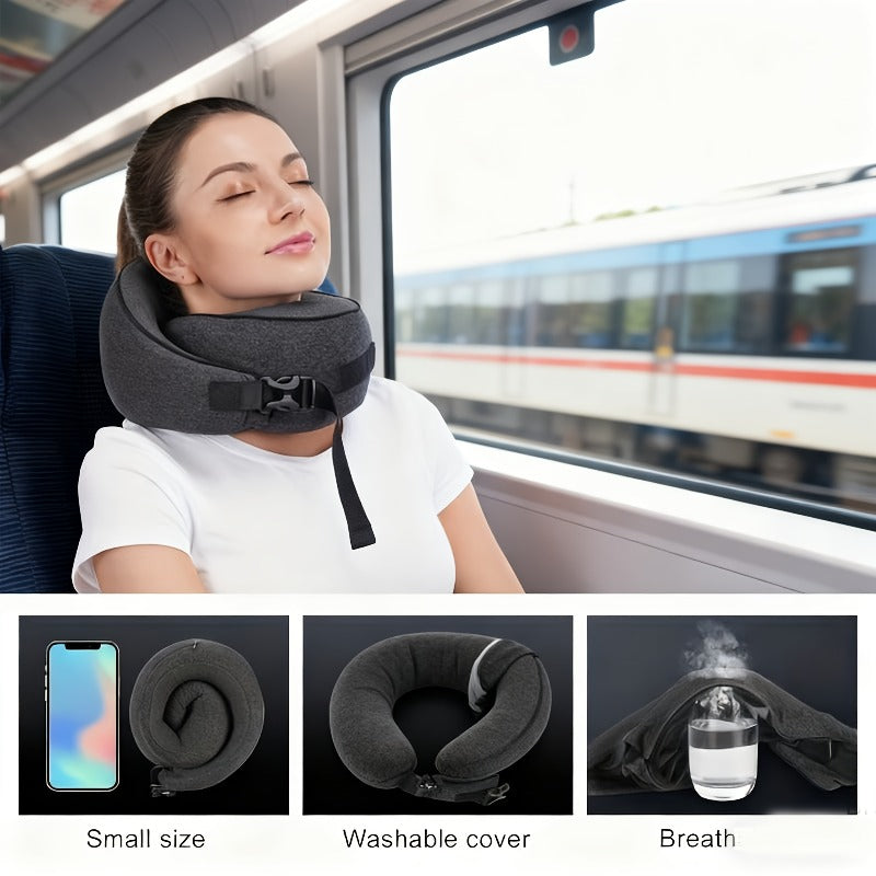 Ergonomic Travel Pillow With Cervical Support Height Adjustable Breathable Durable Polyester Pillowcase Carrying Case