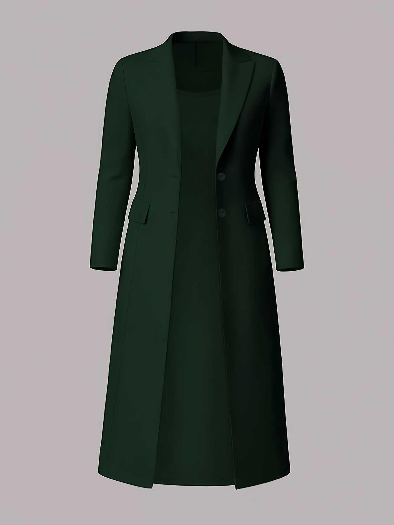 Black Long Blazer And Sleeveless Pencil Skirt Two Piece Set For Elegant Banquet Style Evening Dinners And Business Events