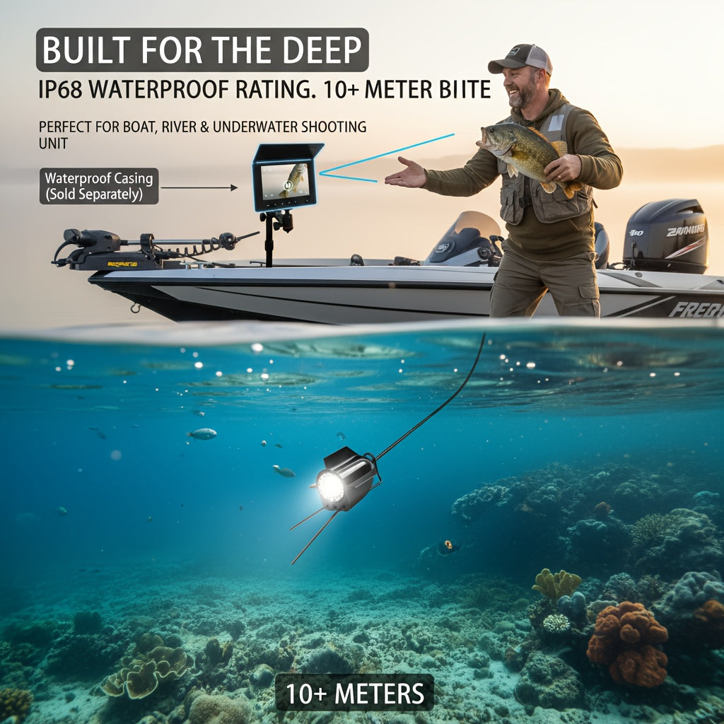 Latest Upgraded Version 4.3-inch Single-sided Screen Shielded Fishing Viewing Set, Fish Finder, HD Underwater Camera, Underwater Fishing Tool, 140° Wide-angle Lens, Fish-attracting Light, Perfect for Fishing Enthusiasts, Bir