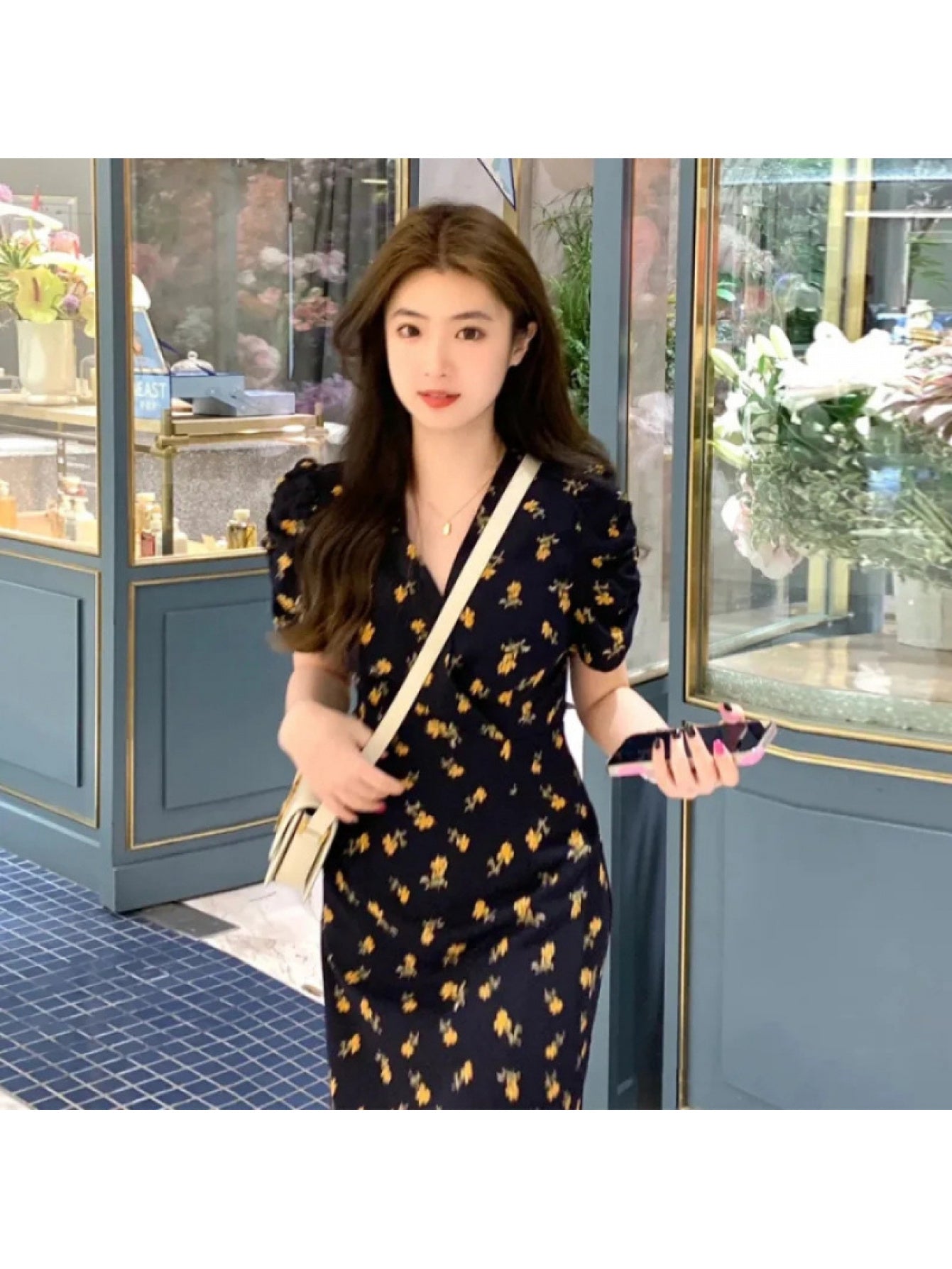 Women's Elegant A-Line Dress with Puff Sleeve V-Neck & Waist - Short Sleeves Summer Dress for Wedding Guest, Party, or Casual Attire - Machine Washable Spring Summer Outfits