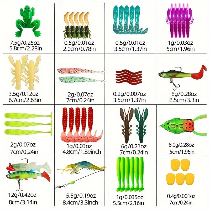 361 Piece Fishing Lures Kit With Minnow Spoon Frog Soft Worm Baits And Jig Heads Tackle Box