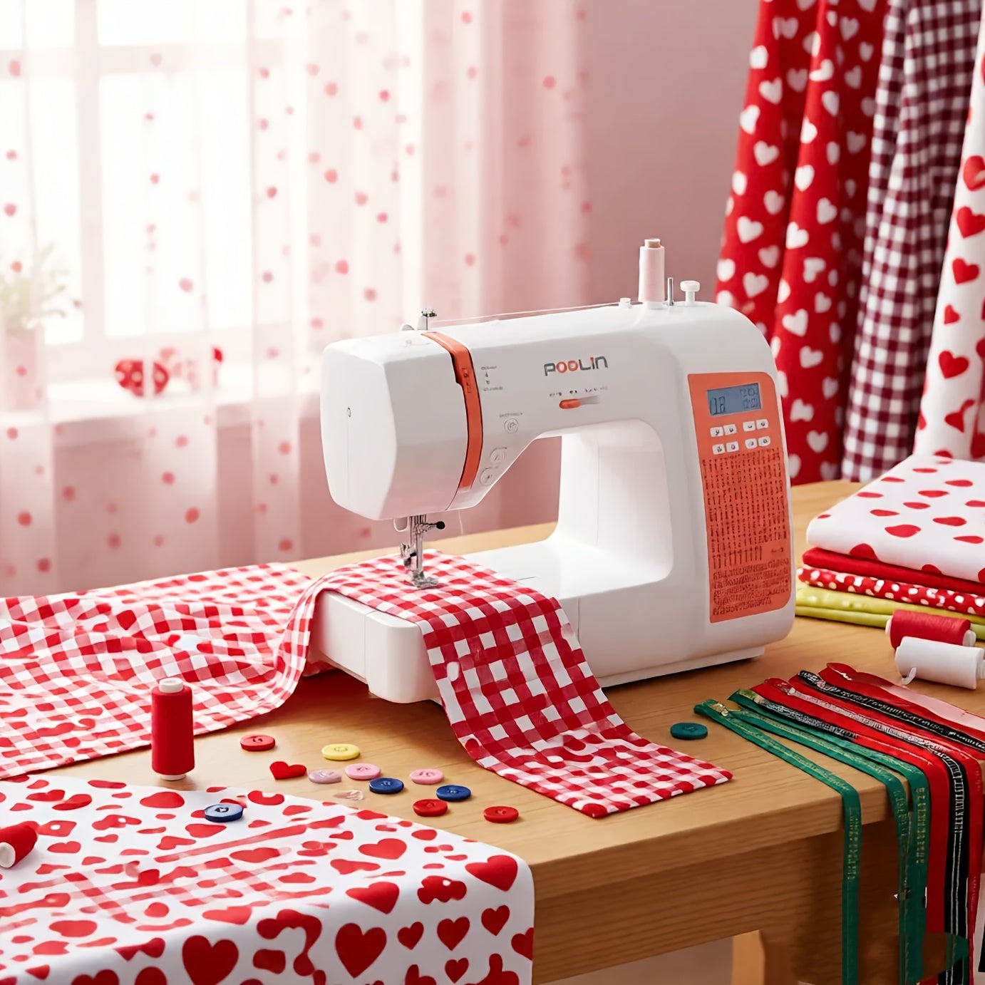 POOLIN EOC02RE Electronic Sewing Machine With 293 Stitches