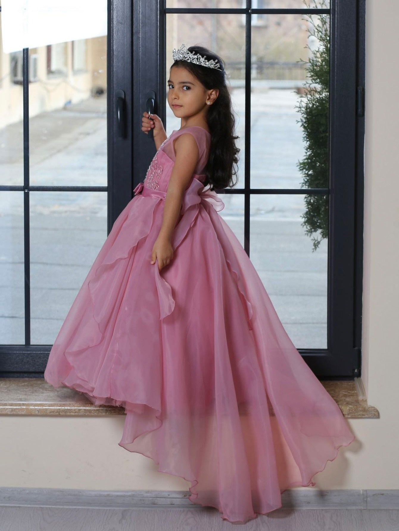 Tulle Flower Girl Dress With Embroidery And Bow Detail For Weddings
