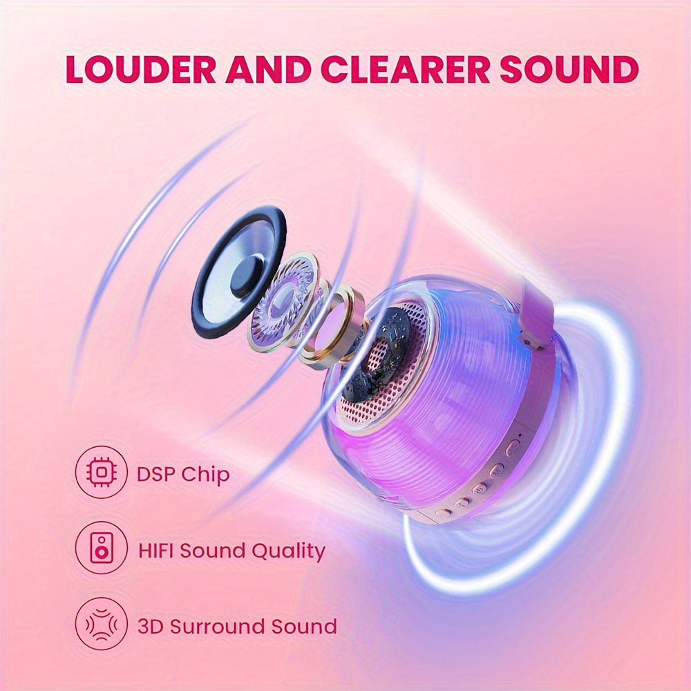 3pcs Portable Mini Karaoke Machine with 2 Wireless Microphones - USB Charging, Wireless Speakers for Birthday Party and Home Entertainment, LED Light Karaoke Machine, Birthday Party, Family Gathering, Christmas Gift, New Year