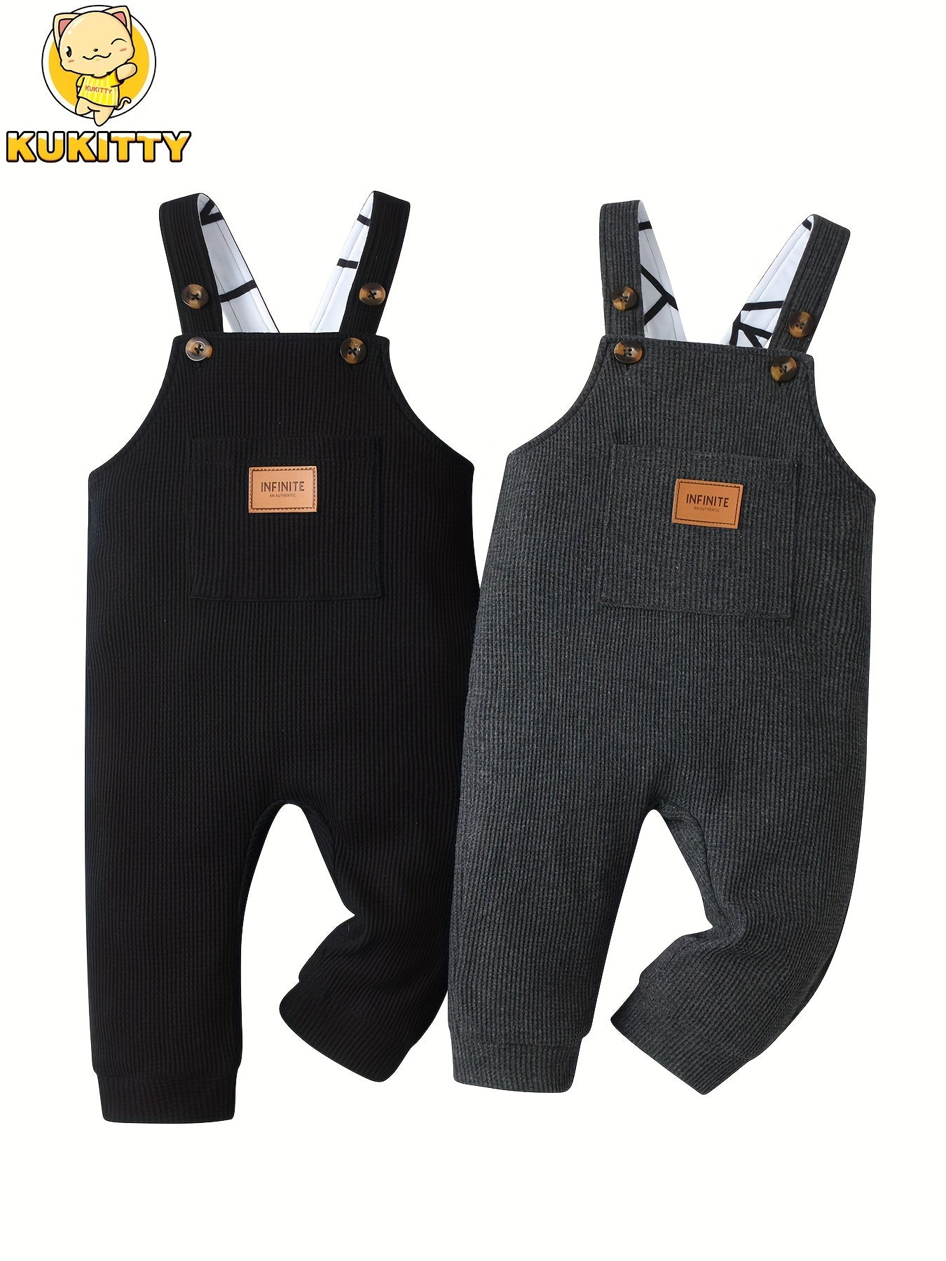 KUKITTY Infant Boy Overalls Jumpsuit With Pocket