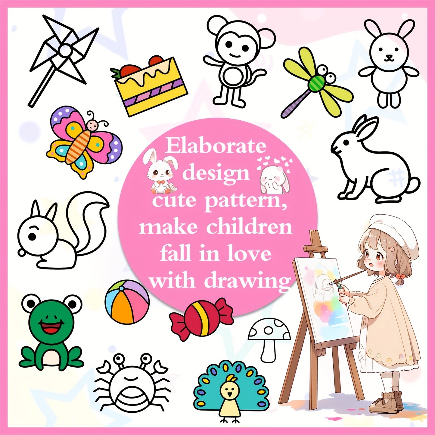 Kids Drawing Sketchbook - How to Draw Anything for Children Ages 3-6, 300+ Step-by-Step Drawing Lessons, Creative Art Projects, Cartoon Characters & Animals, Durable Art Paper, with Educational Activity Book for Preschool & K