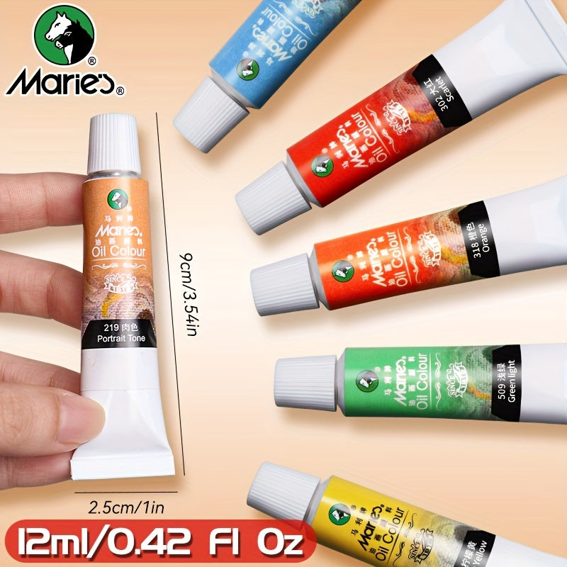 Maries Oil Paint Set With 24 18 12 Color Tubes And Brushes