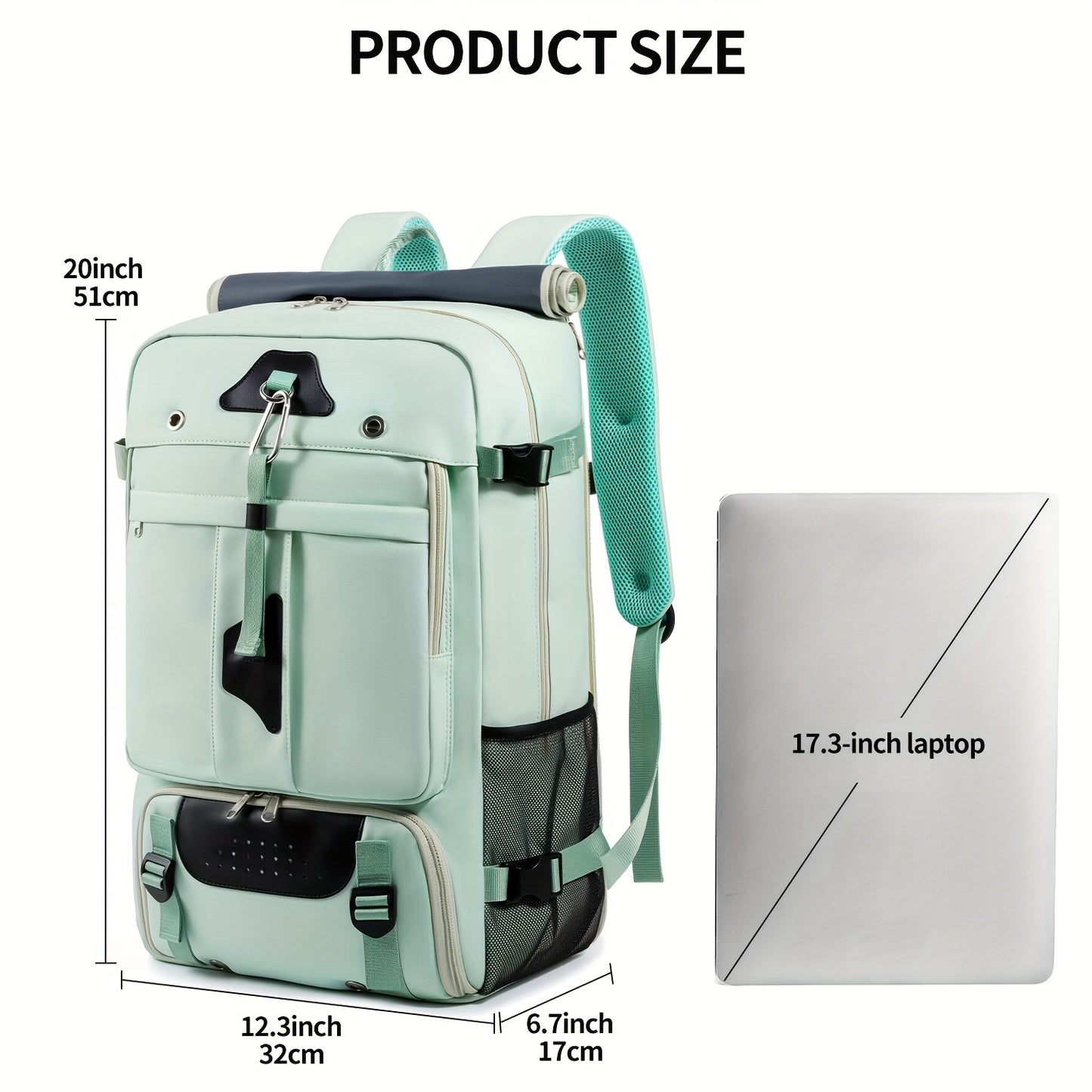 Men's & Women's Large Capacity 17.3" Laptop Backpack - Heavy-Duty Travel Duffel Bag with Shoe Compartment, Convertible Carry-On, Unisex Laptop Suitcase Replacement, Machine Washable (Black) for Business,, Airplane Use - Multi