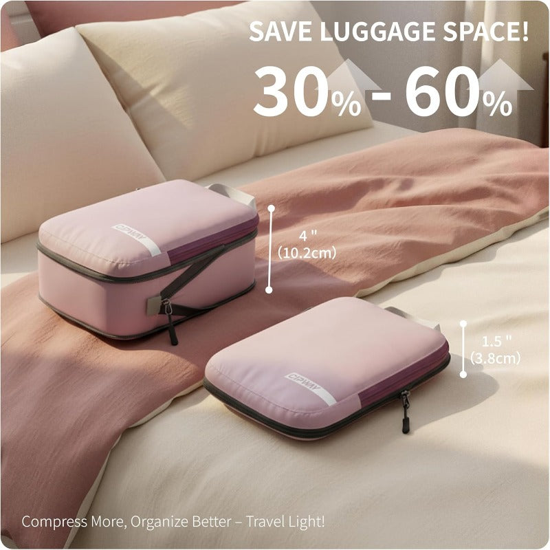 Cipway Compression Packing Cubes for Travel Ultralight Expandable Packing Organizers with Laundry and Toiletry Bag for Carry on Luggage Mauve Pink 6 Set