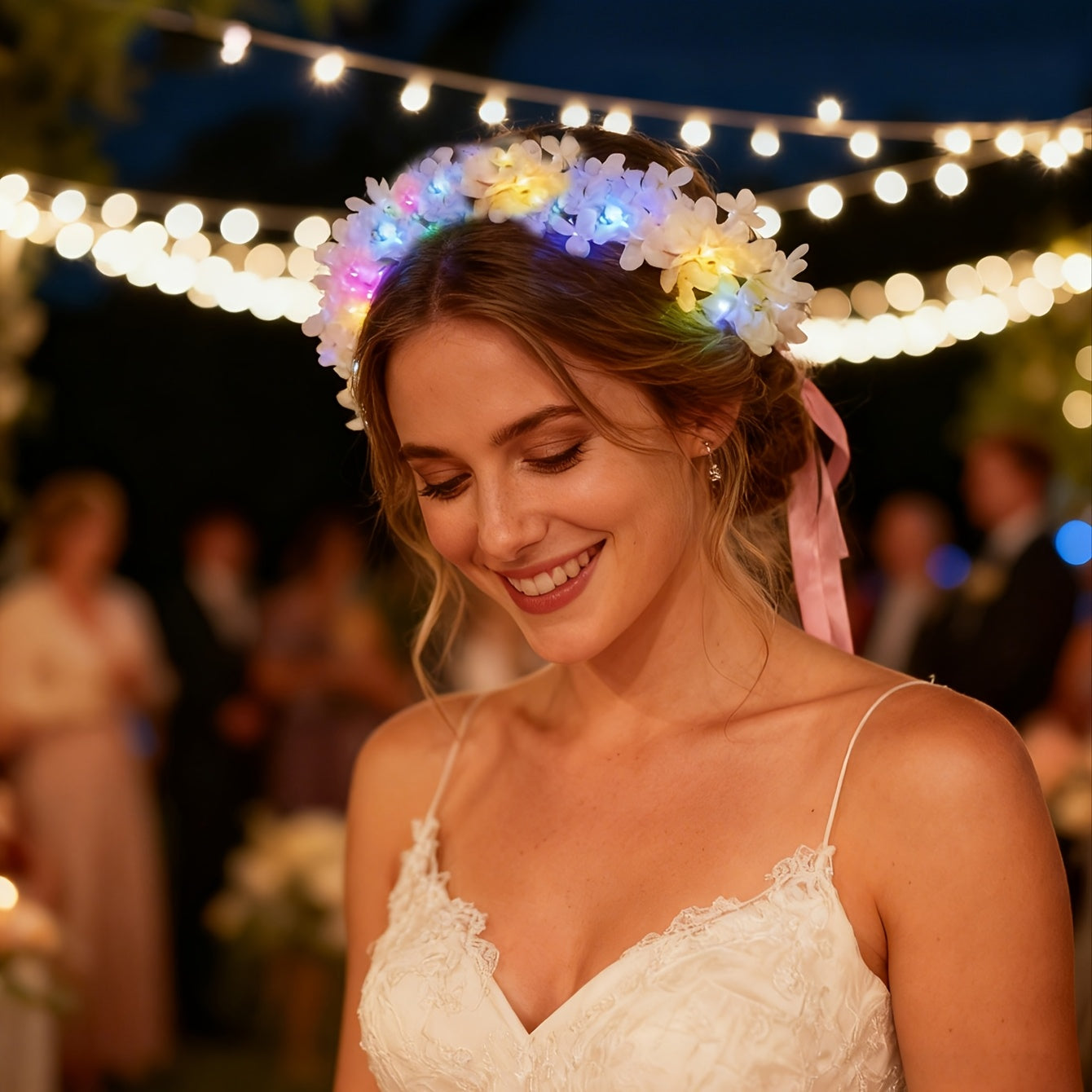 LED Illuminated Wreath with Soft Glow Lights - Shining Plastic Lavender Wreath Suitable for Christmas, Weddings, Birthdays, Bohemian Decor & Photobooth Props, Lightweight Portable for - Decoration, Christmas Decor