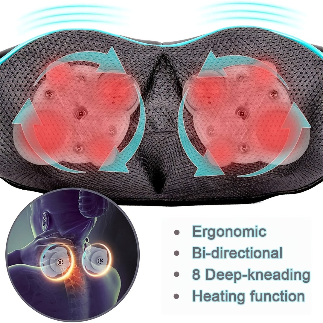 Neck Massager And Shoulder Massager with Heating Function, Deep Kneading Massage Pillow, Suitable for Full-body Muscle Massage, Can Be Used At Home, In The Office, Or In The Car, The Perfect Gift for Mom And Dad, Valentine's