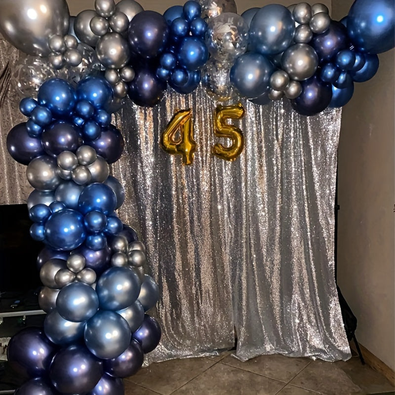 94 Piece Balloon Arch Kit In Navy Blue And Silvery With Confetti Balloons For Birthday Wedding Graduation Party Decor