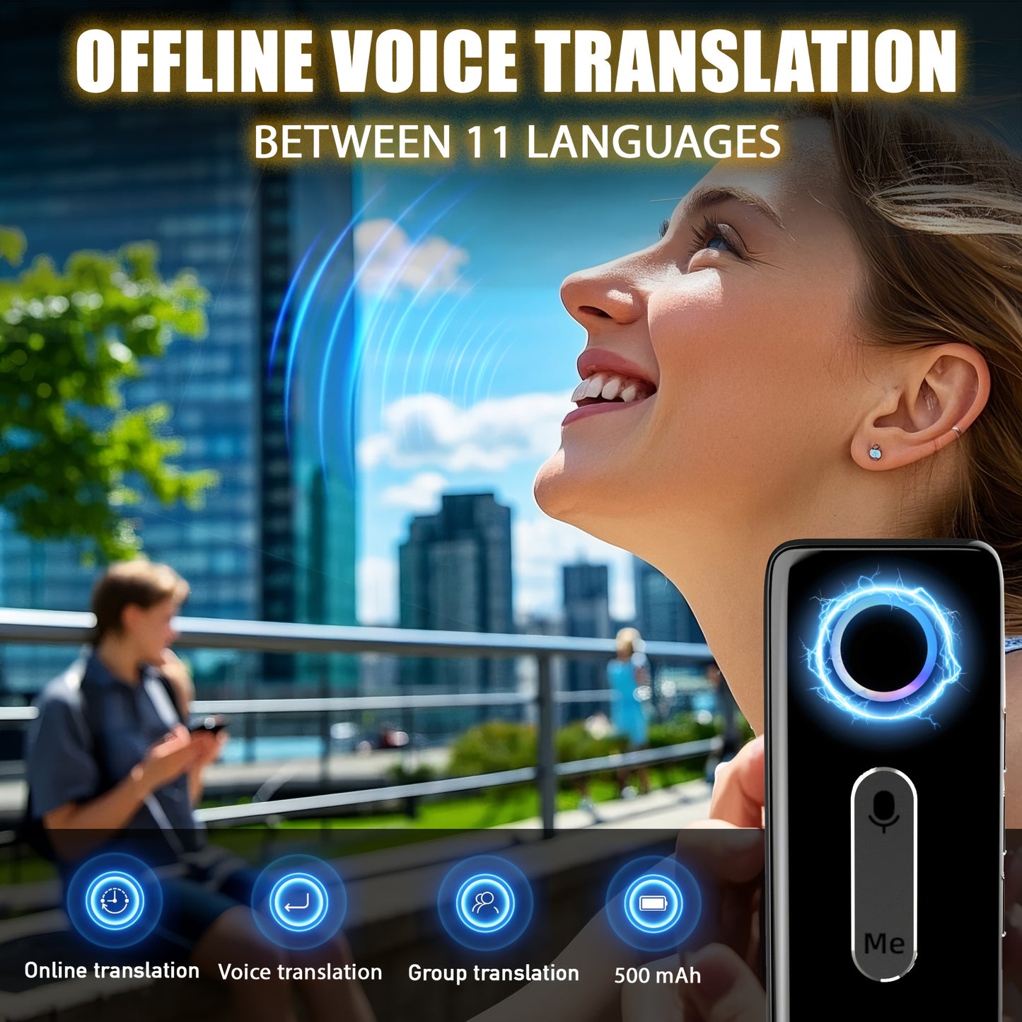 Portable Language Translator Device, Two-Way Instant Translator, APP Online Voice Translation, 136 Languages Supported, High Accuracy Translator Device for Travel Business Learning