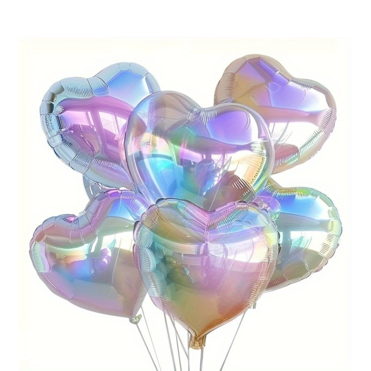 20 Pcs Set Holographic Heart Shaped Aluminum Foil Balloons For Weddings Birthdays Engagements Rainbow Party Decoration