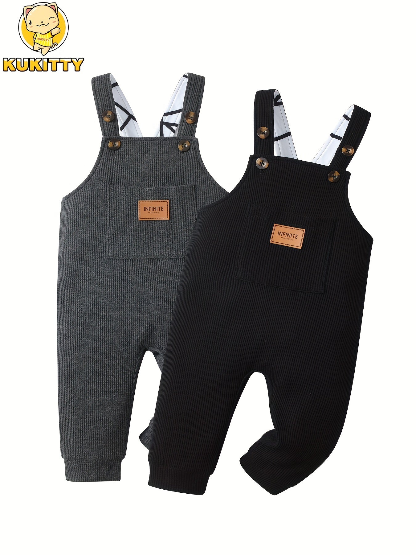 KUKITTY Infant Boy Overalls Jumpsuit With Pocket