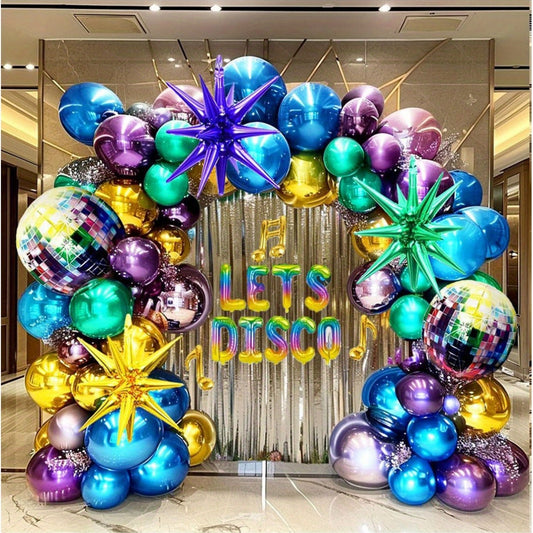 110 Pcs Metal Balloon Garland Arch Kit Multicolor Disco Party Decorations For Birthdays And Bachelorette Parties